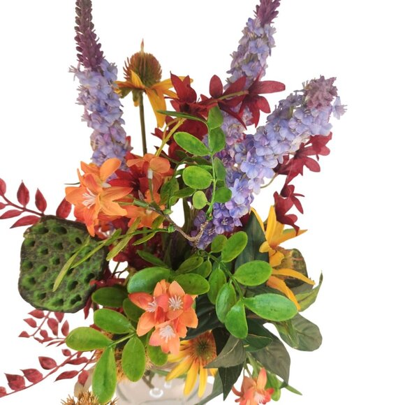 Handtied Wildflower Bouquet, Artificial Faux Floral Arrangement, Rustic Farmhous - Picture 5 of 10